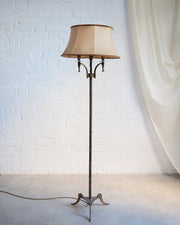 50's Brass Floor Lamp by Maison Jensen Faux Bamboo Effect